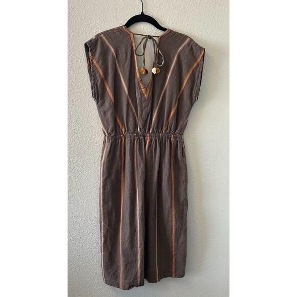 THML Women's Dress Size Small Brown Embroidered V-Neck Sleeveless Cotton Boho - Picture 9 of 16